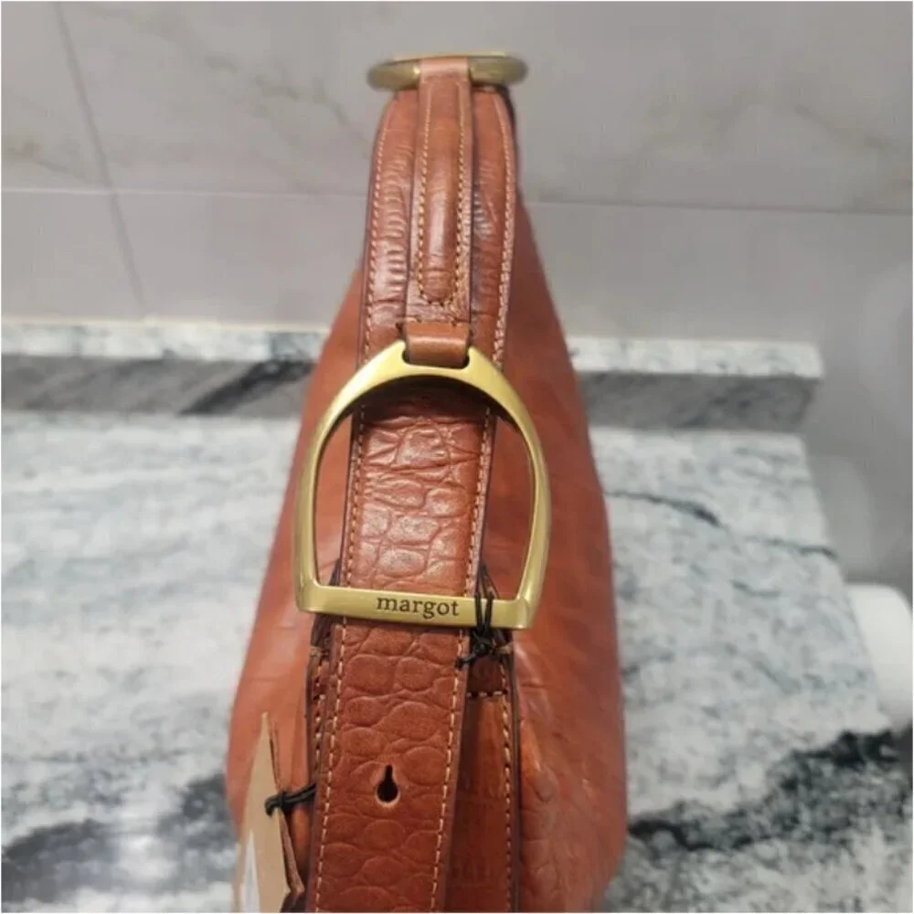 Margot Alexandra Stirrup Leather Hobo Bag, Brown